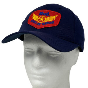 Vintage 90s Bud King of Beers Hat Cap Blue Air Force USAF Wings Star Strapback